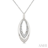 Sterling  Silver Bold Marquise Shape Diamond Fashion Pendant, 0.10Carat TW