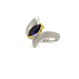 Sterling Silver Iolite Marquise Ring w/ 14KGP