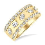 14K Yellow Gold 5-Stone Mixed Shape Diamond Fashion Band, 0.90Carat TW