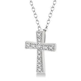 Sterling Silver Diamond Cross Pendant, 0.05Carat