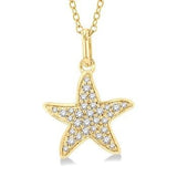 10K Yellow Gold Starfish Petite Diamond Fashion Pendant, 0.10 Carat TW