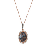 14K Strawberry Gold LeVian 4.50Carat TW Aquadite Black Oval Pendant