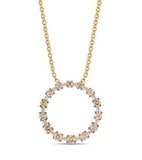14KY "Honey" Gold Diamond Circle Pendant, 0.66 Carat TW
