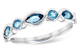 14K White Gold Blue Topaz Fashion Ring, 0.60Carat Tw