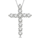 14K White Gold Diamond Cross Pendant, 0.25 Carat tw