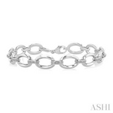 Sterling Silver Diamond Oval Link Fashion Bracelet, 0.10Carat TW