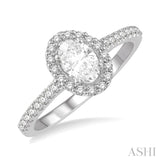 14KW Gold 0.40 CTW  Oval Shape Diamond Engagement Ring