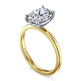 14K Yellow and White Gold 2.0Carat Diamond Oval  Engagement Ring, 6.5