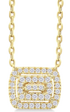 Yellow Gold Double Emerald Cut Pendant, .15CTW