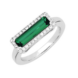 14K White Gold 1.10Carat TW Lab Grown Emerald and 0.20Carat TW Lab Grown Diamonds Ring