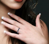 14K White Gold Diamond Oval Sapphire and Round Cut Diamond Ring,  0.15 Carat Dia. TW