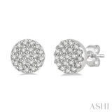 10KW Diamond Disc Shape Petite Fashion Earrings w/ 0.12 ctw