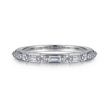 14K White Gold .42Carat TW Baguette & Princess Cut Diamond Anniversary Band