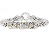 Polished Sterling Silver Diamond Bracelet w/ 14KY Accents & 0.25ctw