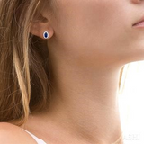 10K White Gold Diamond and Sapphire Stud Earrings, 0.13 Carat TW