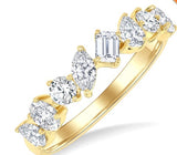 14K Yellow Gold Mixed Shape Diamond Fashion Band, 1.10 Carat TW