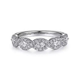 14KW Diamond Marquise Halo Station Anniversary Band w/ 0.50 CTW Size 6.5