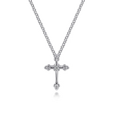 Sterling Silver 0.02Carat Diamond Cross Pendant 16"