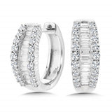 14K White Gold Baguette Diamond Hoop Earrings w/ 1.0 Carat TW