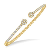 14K Yellow Gold Pear Shaped Diamond Open Cuff Bangle, 1.0  Carat TW