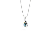 Sterling Silver London Blue Topaz Pear Shape Pendant w/ 14KGP