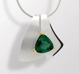 Sterling Silver Trillion Pendant with Green Quartz