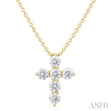 14K Yellow Gold Diamond Cross Pendant, 0.35Carat TW