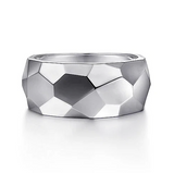 Sterling Silver Wide Faceted Band