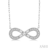 10K White Gold Diamond Round and Baguette Infinity Necklace, 0.20 Carat TW