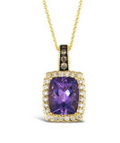 Yellow Gold Amethyst Pendant with Chocolate and Nude Diamonds