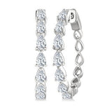 14KW Pear Shape East-West Diamond Fashion Hoop Earrings w/ 1.50 ctw