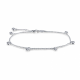 Sterling Silver Bezel Set CZ Anklet, 0.91 Carat TW