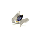 Sterling Silver Iolite Marquise Ring w/ 14KGP