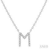 10K White Gold Diamond Initial "M" Pendant w/ 0.06 Carat TW