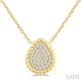 10K Yellow Gold Pave Set Pear Shape Round Cut Diamond Fashion Pendant, 0.20Carat TW