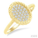 10K Yellow Gold Oval Shape Round Cut Diamond Ring,  0.20Carat TW