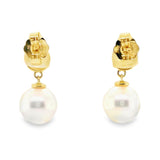 14k Yellow Gold 7–7.5mm High-Luster Akoya Cultured Pearl and Lab-Grown Diamond Dangle Earrings (0.50 CTW)