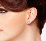 14KW Gold 1.0 CTW Baguette & Round Cut Diamond Stud Earrings