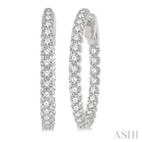 14K White Gold Diamond Hoop Earrings, 1.0 Carat TW