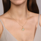 14KY Bujukan Diamond and Mother of Pearl Medallion Pendant