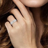 Sterling Silver Bold Panther Link Single Cut Diamond Fashion Ring, 0.10Carat TW