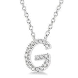 10K White Gold Diamond Initial "G" Necklace- 0.06 Carat tw