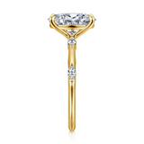 14K Yellow Gold 2.0Carat Diamond Marquise Center with .16 Carat TW Diamonds