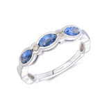 14K Vanilla Gold 0.81Carat TW Blueberry Sapphire and 0.06Carat TW Vanilla Diamond Ring