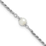 Silver Rhodium -plated Polished FWC Pearl Bracelet