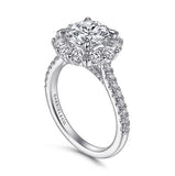 14K White Gold Round Halo Diamond Engagement Ring w/ 1.00 ctw