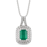 14KW LeVian® Pendant featuring an emerald and white diamonds w/1.10CTW, white gold cable chain