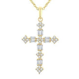 14K Yellow Gold Diamond Cross Pendant, 0.30Carat TW