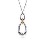 Sterling Silver/14K Yellow Gold Bujukan Fashion Tear Drop Pendant