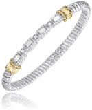 Sterling Silver/14K Yellow Gold 4MM Diamond Fashion Bracelet .73Carat TW